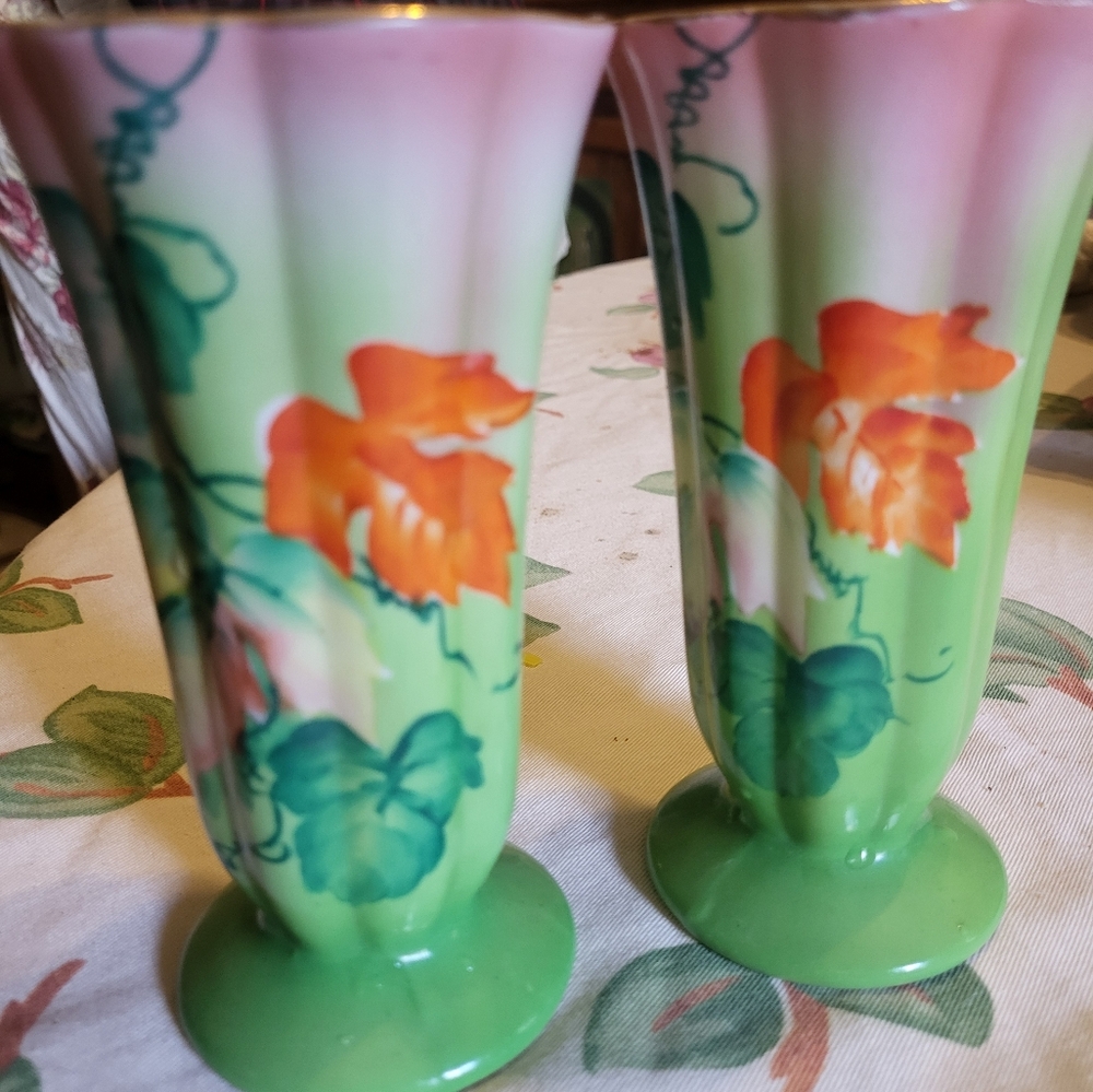 Gold Castle Hand Painted Floral Vases